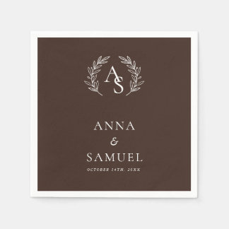 Guardanapo De Papel Crest Monograma Chocolate Marrom e Branco Casament