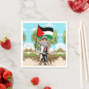 Guardanapo De Papel Criança com a bandeira Keffiyeh Palestine