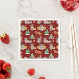 Guardanapo De Papel Crianças Bebidas Festivas Festivas Cuecas de Natal