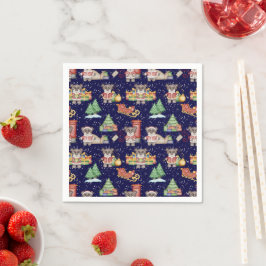 Guardanapo De Papel Crianças Bebidas Festivas Festivas Cuecas de Natal