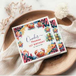 Guardanapo De Papel Crianças Cachorros Aquarela Debaixo do primeiro an