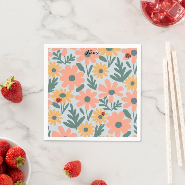 Guardanapo De Papel crianças Cute Ladybug Bolinhas Daisy Flower Padrão (Insitu)