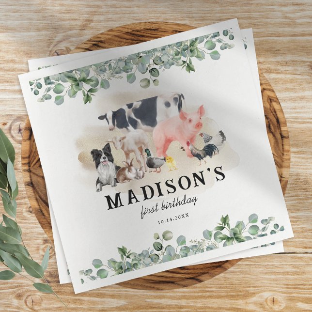 Guardanapo De Papel Crianças de Festa de aniversário de animais de exp (Criador carregado)