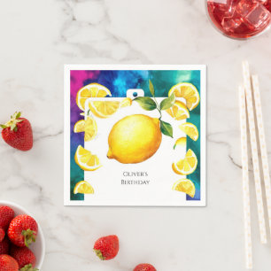 Guardanapo De Papel Crianças Editáveis Lemon Birthday