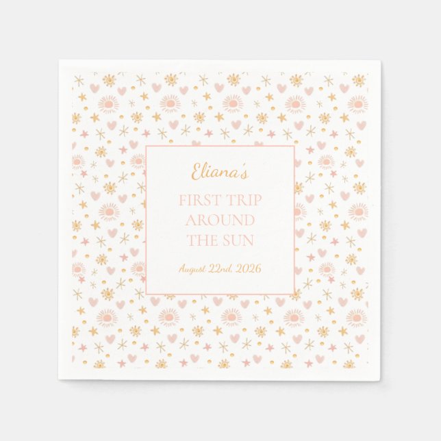 Guardanapo De Papel Crianças Gatas "Primeira Viagem ao Redor do Sol" A (Frente)