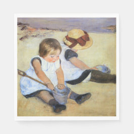 Guardanapo De Papel Crianças Jovens Jogando na Praia (Mary Cassatt)