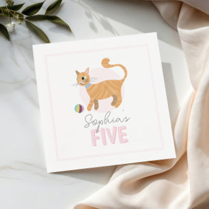 Guardanapo De Papel Crianças Meninas de Gato Rosa Bonitas Aniversário