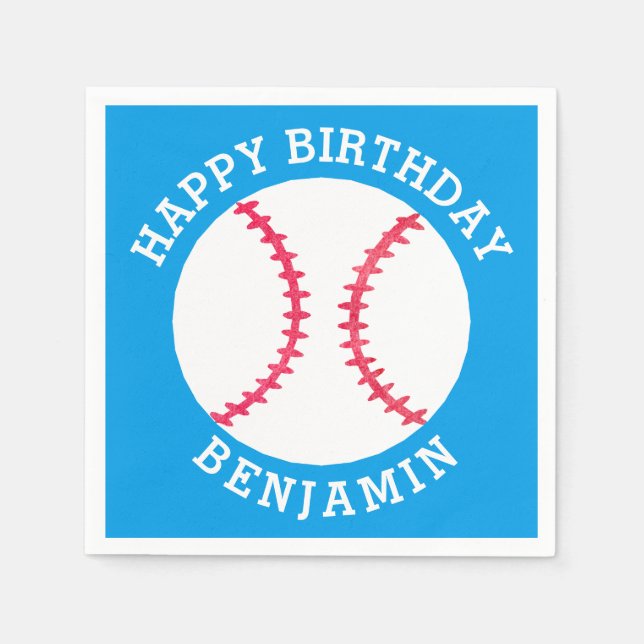Guardanapo De Papel Crianças Personalizadas Baseball Feliz Aniversário (Frente)
