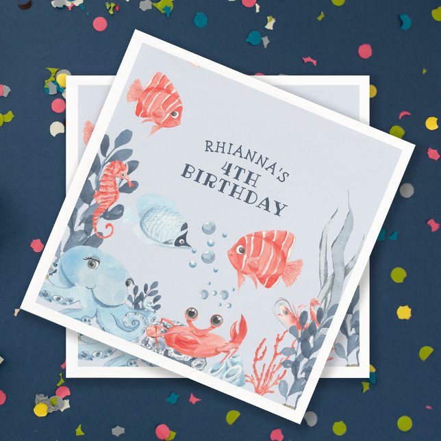 Guardanapo De Papel Crianças Personalizadas Sob O Mar (Criador carregado)