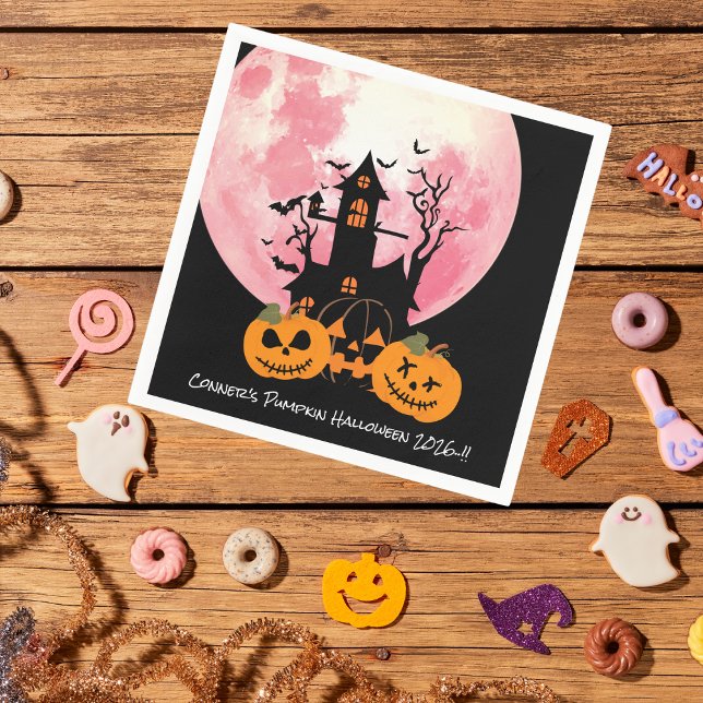 Guardanapo De Papel Crianças Pumpkin Festa de Halloween (Pumpkin Halloween Party Napkins)