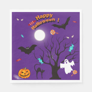Guardanapo De Papel Criaturas e doces engraçados de Halloween 