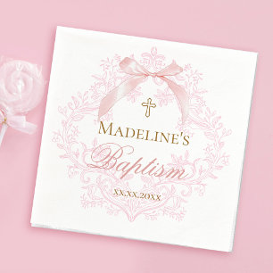 Guardanapo De Papel crista cor-de-água rosa   Batismo