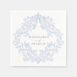 Guardanapo De Papel crista de casamento em aquarela azul