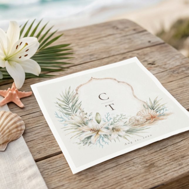 Guardanapo De Papel Crista de Casamento Tropical Boho Beach (Criador carregado)