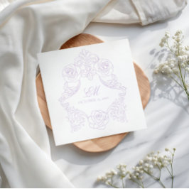 Guardanapo De Papel Crista de Monograma Vitoriano Lavanda para Casamen