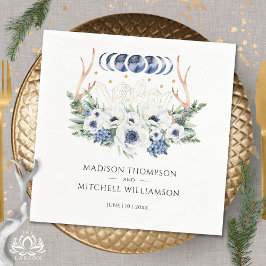 Guardanapo De Papel Cristais de Lua Flores Boho Casamento Metafísico