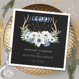 Guardanapo De Papel Cristais de Lua Flores Boho Metafísico Casamento