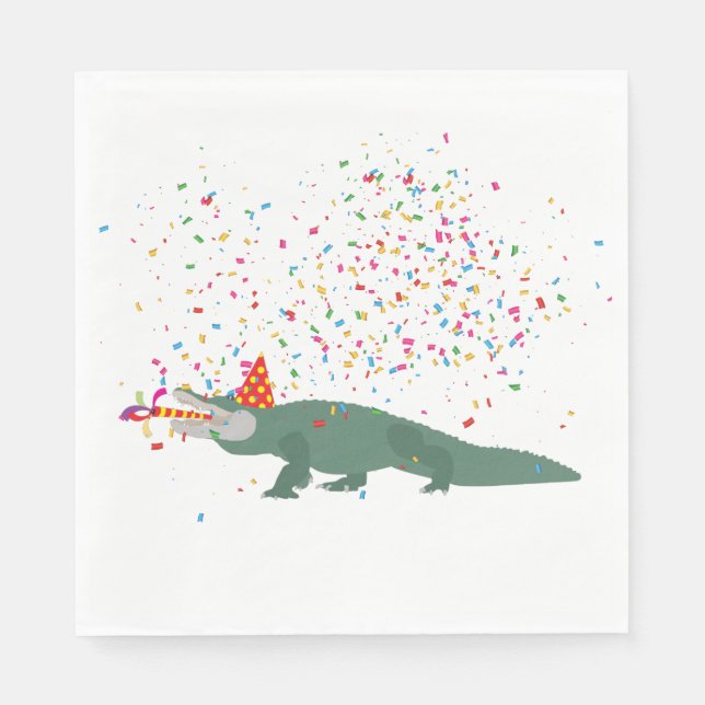 Guardanapo De Papel Crocodilo de Alligador - Animais com Festa (Frente)