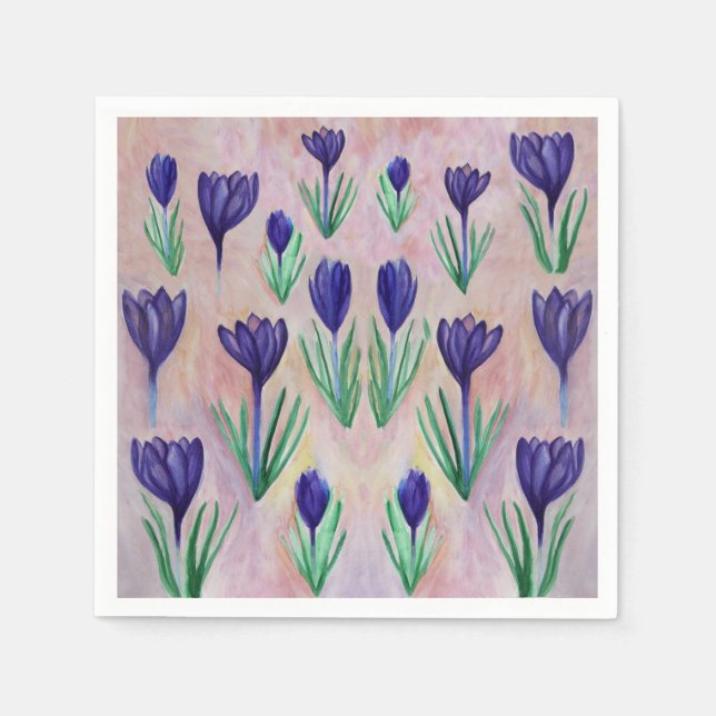 Guardanapo De Papel Crocus Flower Pattern Napkins (Frente)