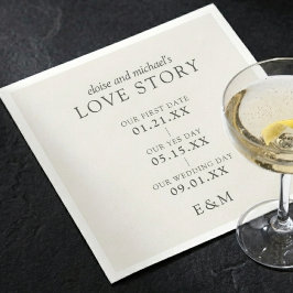 Guardanapo De Papel Cronologia de História de Amor Clássica Casamento 
