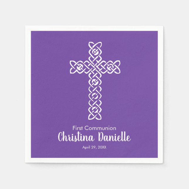 Guardanapo De Papel Cross Royal Purple | Creche do batismo comunitário (Frente)