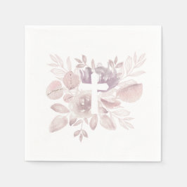 Guardanapo De Papel Crucifixo Floral de Aquarela Roxo Malva