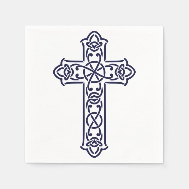 Guardanapo De Papel Cruz Alta Céltica Azul (Frente)
