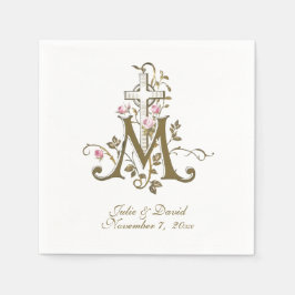 Guardanapo De Papel Cruz Católica com Casamento rosa