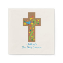 Cruz Decorativa Marrom com Comunhão de Pássaros Na