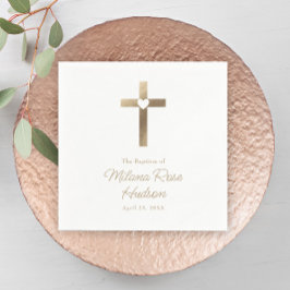 Guardanapo De Papel Cruz Dourada simples com batismo cardíaco