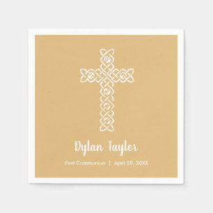 Guardanapo De Papel Cruz Dourado Comunhão Baptism Christen