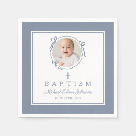 Guardanapo De Papel Cruz Religiosa Azul Empoeirada Moderna Batismo Men