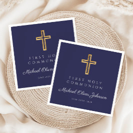 Guardanapo De Papel Cruz Religiosa Azul Marinho Menino Primeira Comunh