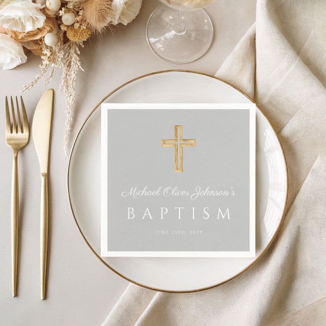 Guardanapo De Papel Cruz Religiosa Moderna Batismo (Modern Religious Cross Baptism Napkins)
