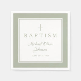 Guardanapo De Papel Cruz Religiosa Verde Sage Moderna Batismo Menino