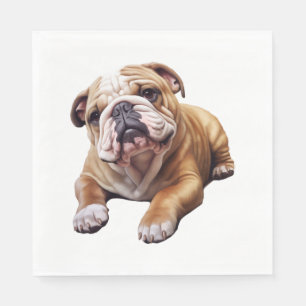 Guardanapo De Papel Cub do Bulldog Inglês do fofinho - Docinho Enrugad