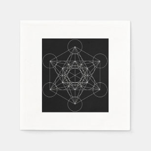 Guardanapo De Papel Cubo de Metatron Preto & Branco