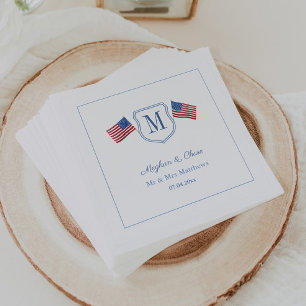 Guardanapo De Papel Cume de Casamento com Monograma Patriótico Bandeir