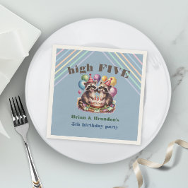 Guardanapo De Papel cumprimento de aniversário gêmeos mapache