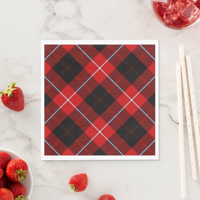 Guardanapo De Papel Cunningham Tartan Red Xadrez Negra (Insitu)