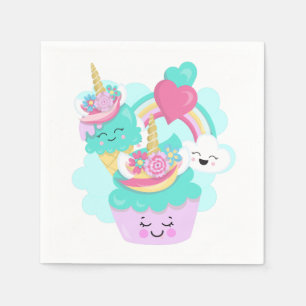 Guardanapo De Papel Cupcake bonito e Sorvete feliz