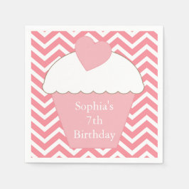 Guardanapo De Papel Cupcake Cevron Rosa