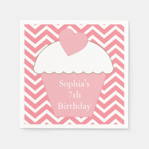 Guardanapo De Papel Cupcake Cevron Rosa