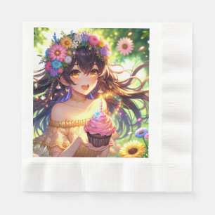 Guardanapo De Papel Cupcake de aniversário da bonito anime