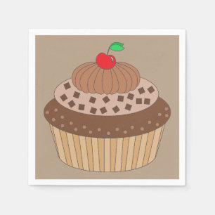 Guardanapo De Papel Cupcake de chocolate com cereja no topo