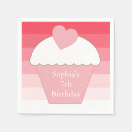 Guardanapo De Papel Cupcake de faixas de madeira rosa