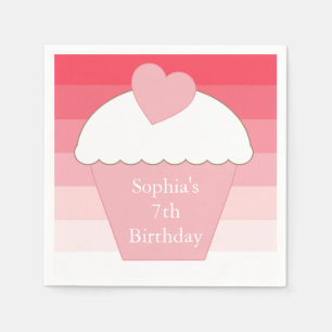 Guardanapo De Papel Cupcake de faixas de madeira rosa
