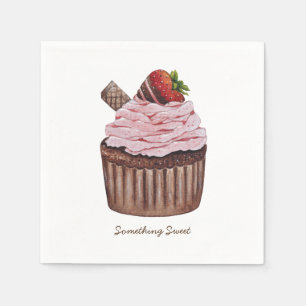 Guardanapo De Papel Cupcake De Morango Cento Em Aquarela
