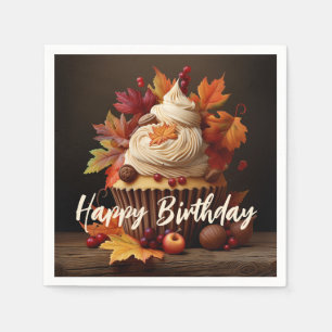 Guardanapo De Papel Cupcake de outono com Folha Colorida Sai Aniversár