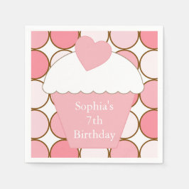 Guardanapo De Papel Cupcake de pontos rosa